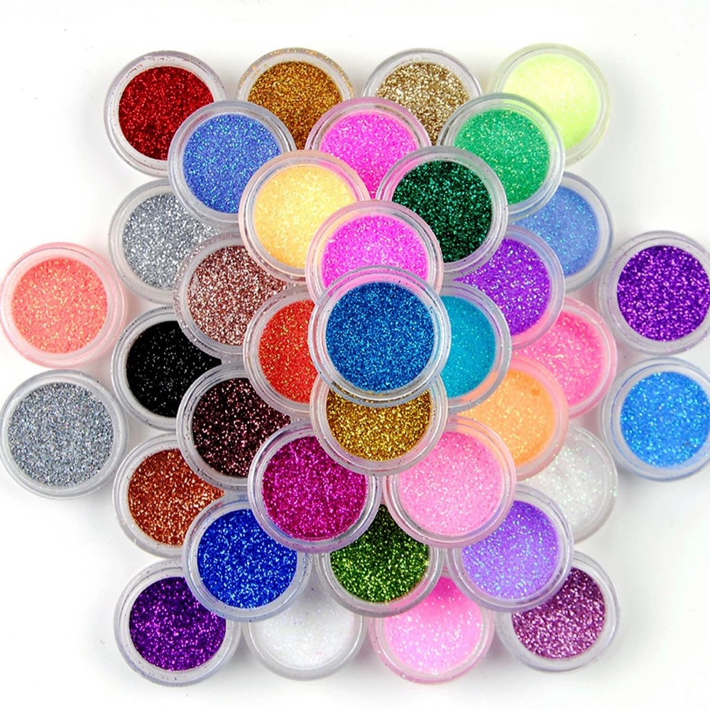 Fine Glitter, 32 Jars, Eyeshadow Makeup Nail Art Pigment Glitter